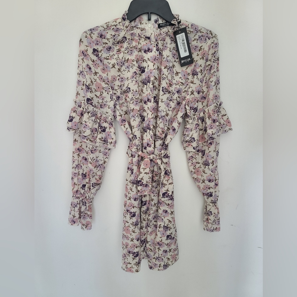 Nasty Gal Collection Floral Mini Dress Size 8 - Picture 2 of 8